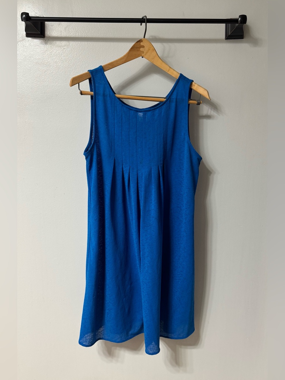 Royal Blue Pleated gauze dress sleeveless